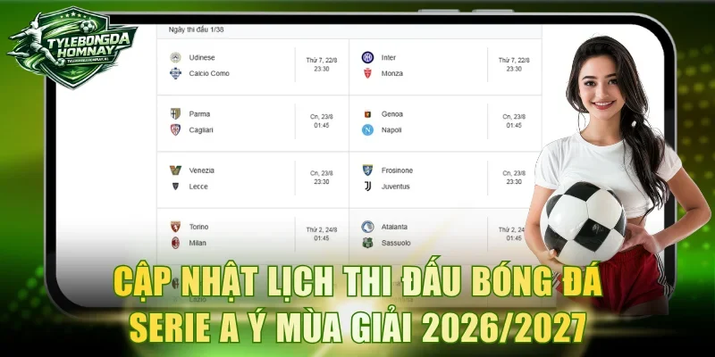 Cập nhật lịch thi đấu bóng đá Serie A Ý mùa giải 2026/2027