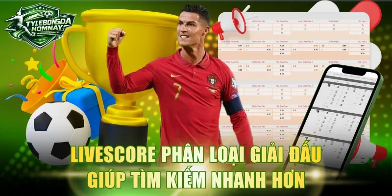 Livescore phân loại giải đấu giúp tìm kiếm nhanh hơn