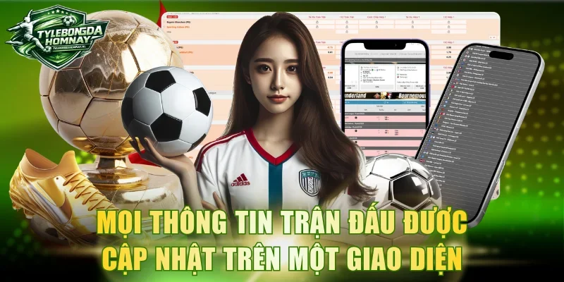 Mọi thông tin trận đấu được cập nhật trên một giao diện
