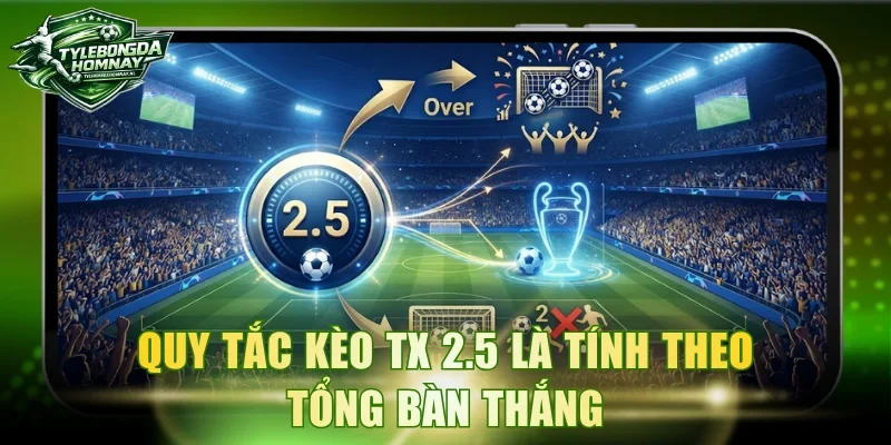 Quy tắc Kèo TX 2.5 là tính theo tổng bàn thắng