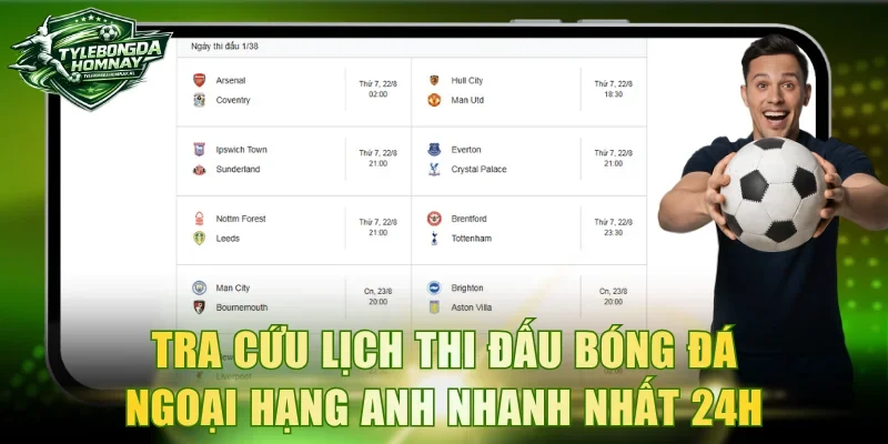 Tra cứu lịch thi đấu bóng đá Ngoại hạng Anh nhanh nhất 24h